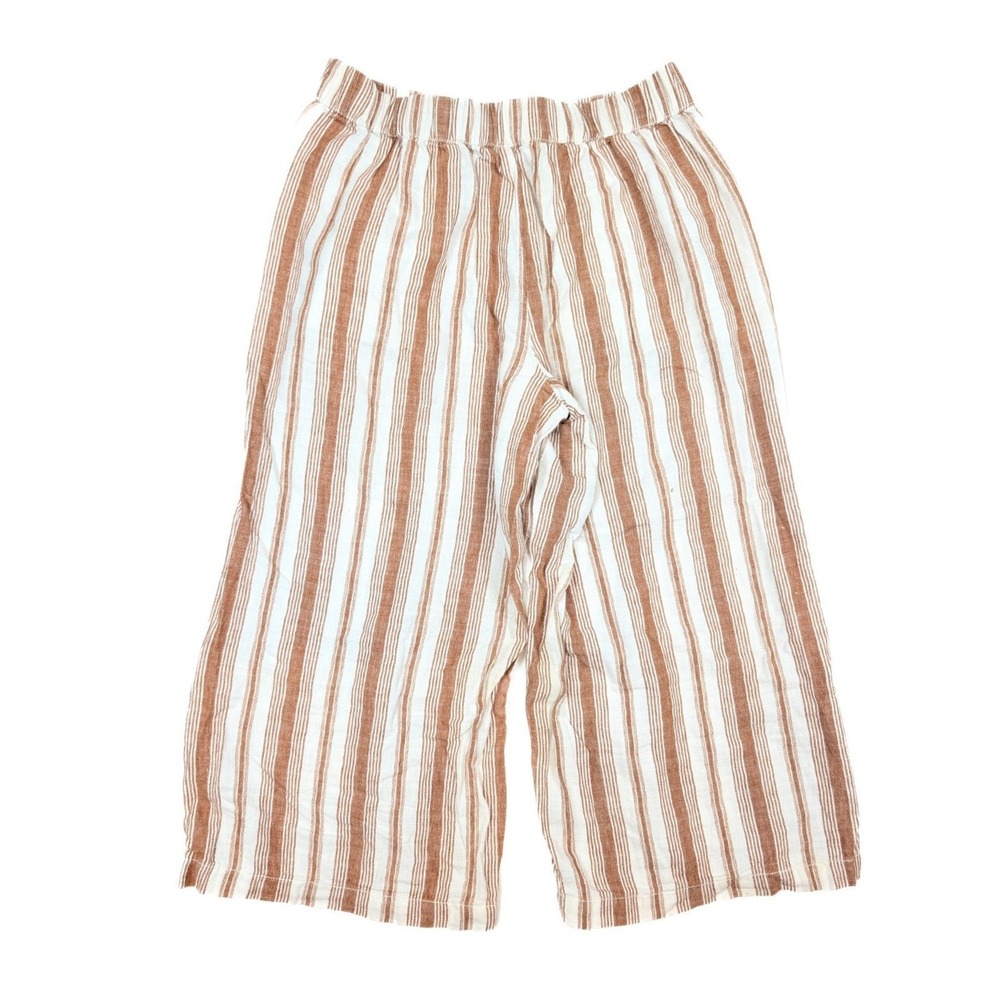 A.N.A Linen Blend Brown White Striped Wide Leg Pants Women's Size Medium - Picture 2 of 6